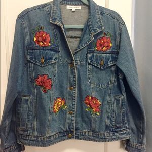 Honey Punch NWOT Floral Embroidered Jean Jacket